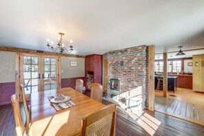 Dining - 17-Acre Farmhouse Retreat | Mountain Views, Trails (Lovell)