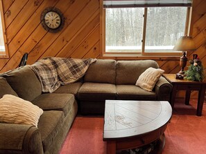 TV, fireplace - Chalet With Mountain View Steps From Shuttle (Dover)