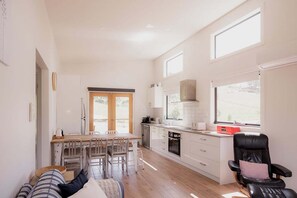 Fridge, microwave, oven, stovetop - The Beach Box at Big Roaring Beach Tasmania (Huon Valley)