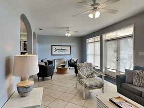 Living area - Stylish Canal Front Townhome with Sprawling Furnished Balconies and Boat Slips! (Orange Beach)