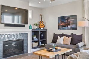 TV, fireplace - 2 Rooftop Homes • Walk to Gulch & Broadway! (Nashville)