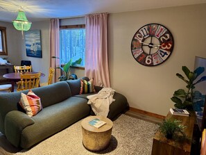 Living area - Private 2-BR Forest Suite | Hot Tub • Pond • 17 Acres of Peace (Bragg Creek)