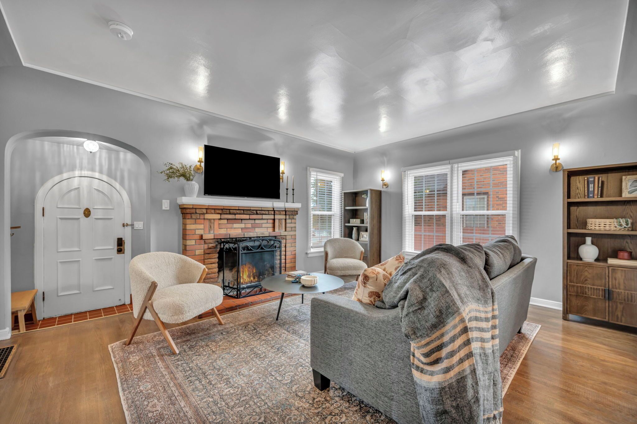 Smart TV, fireplace, foosball, offices