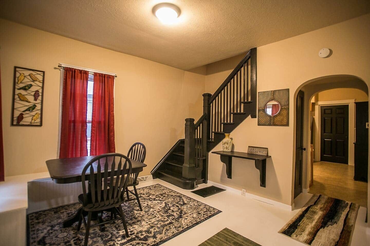 Front Entry with breakfast nook and wall mounted work desk