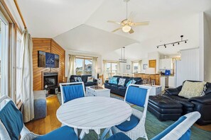 TV, fireplace - Shared Dreams | 500 ft to the beach | Private Pool, Hot Tub, and Dog Friendly (Corolla)