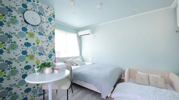 Blackout drapes, iron/ironing board, free WiFi, bed sheets