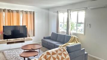 Smart TV, chimenea y libros