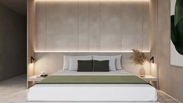 Ropa de cama de alta calidad, edredón, camas Select Comfort y minibar