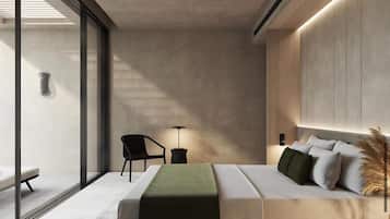 Premium bedding, down comforters, Select Comfort beds, minibar