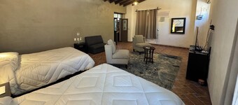 Galley downtown Tepoztlan with parking lot