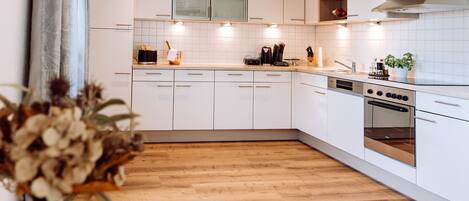 Fridge, oven, stovetop, dishwasher