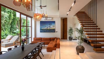 Deluxe Villa, 5 Bedrooms, Private Pool, Pool View | Living area | 32-inch Smart TV with digital channels