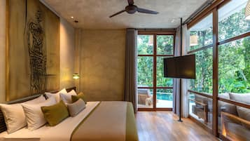 Vila Deluks, 5 kamar tidur, kolam renang pribadi, pemandangan kolam renang | Seprai premium, brankas, meja kerja, dan ruang kerja ramah laptop