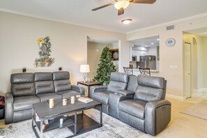 TV, fireplace - Resort Living! Ponce Inlet Condo Near Beach! (Ponce Inlet)