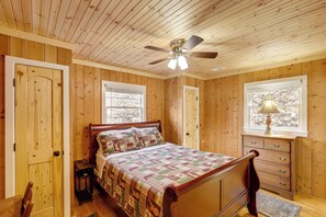 Een bureau, internet, beddengoed