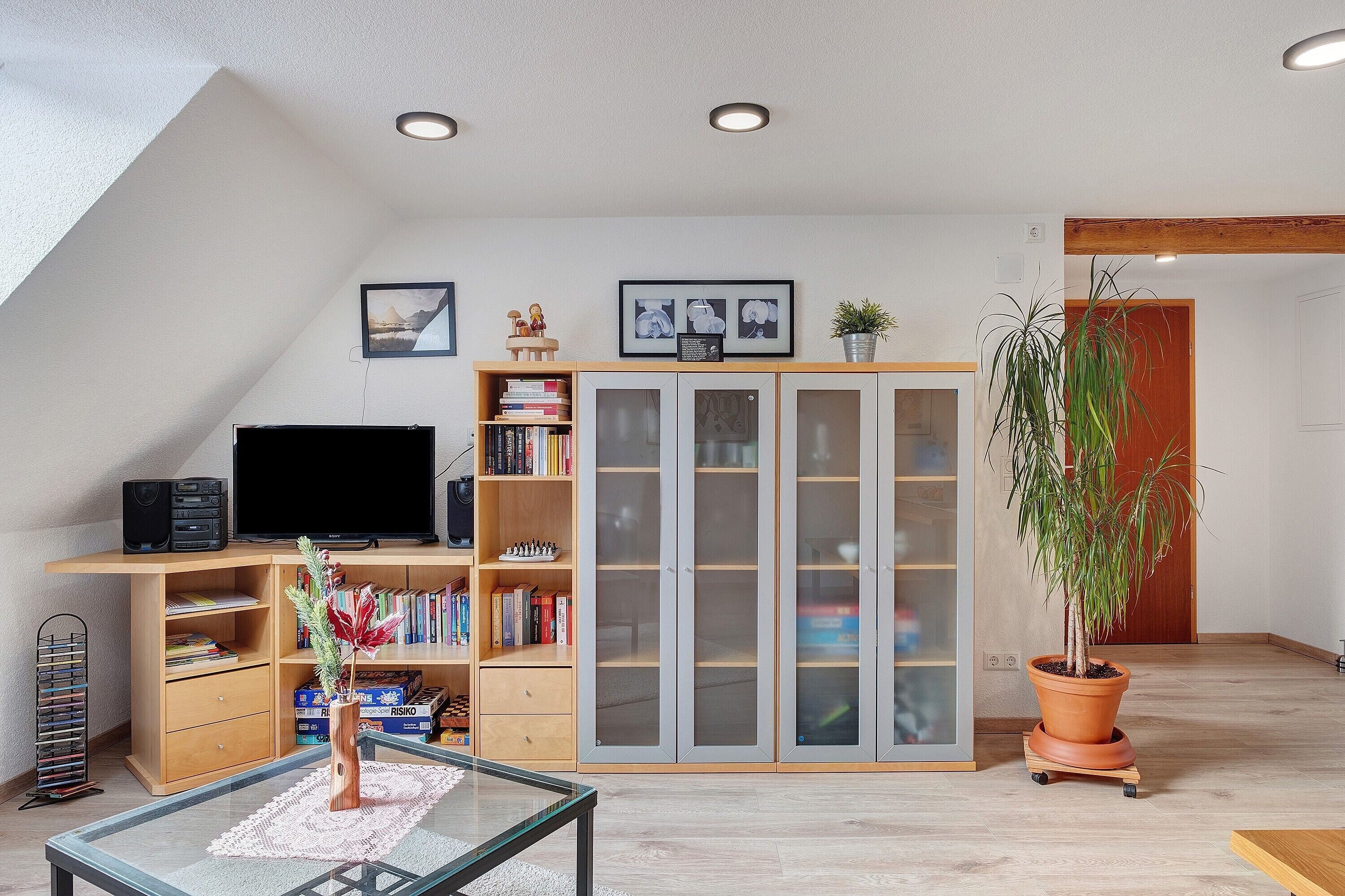 TV, DVD player, stereo