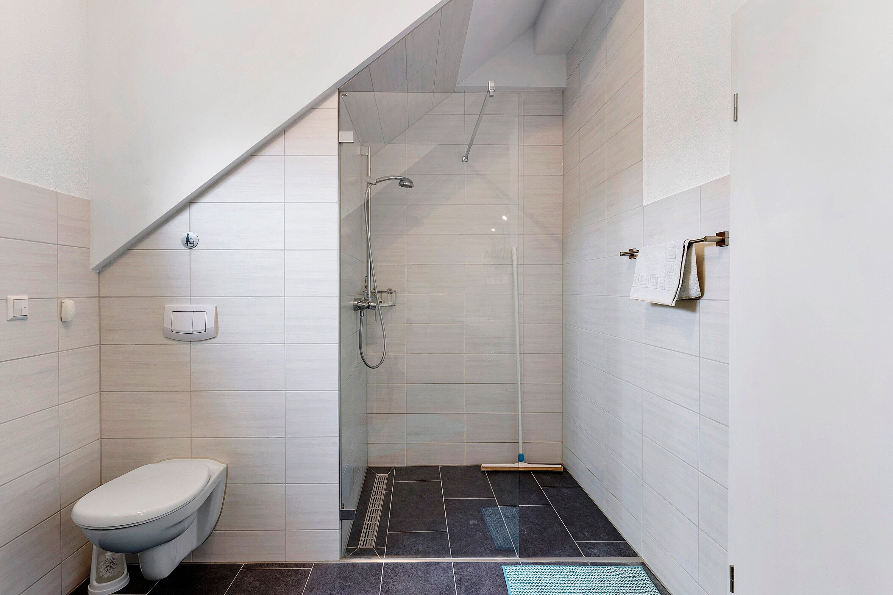 Dusche, Haartrockner, Handtücher
