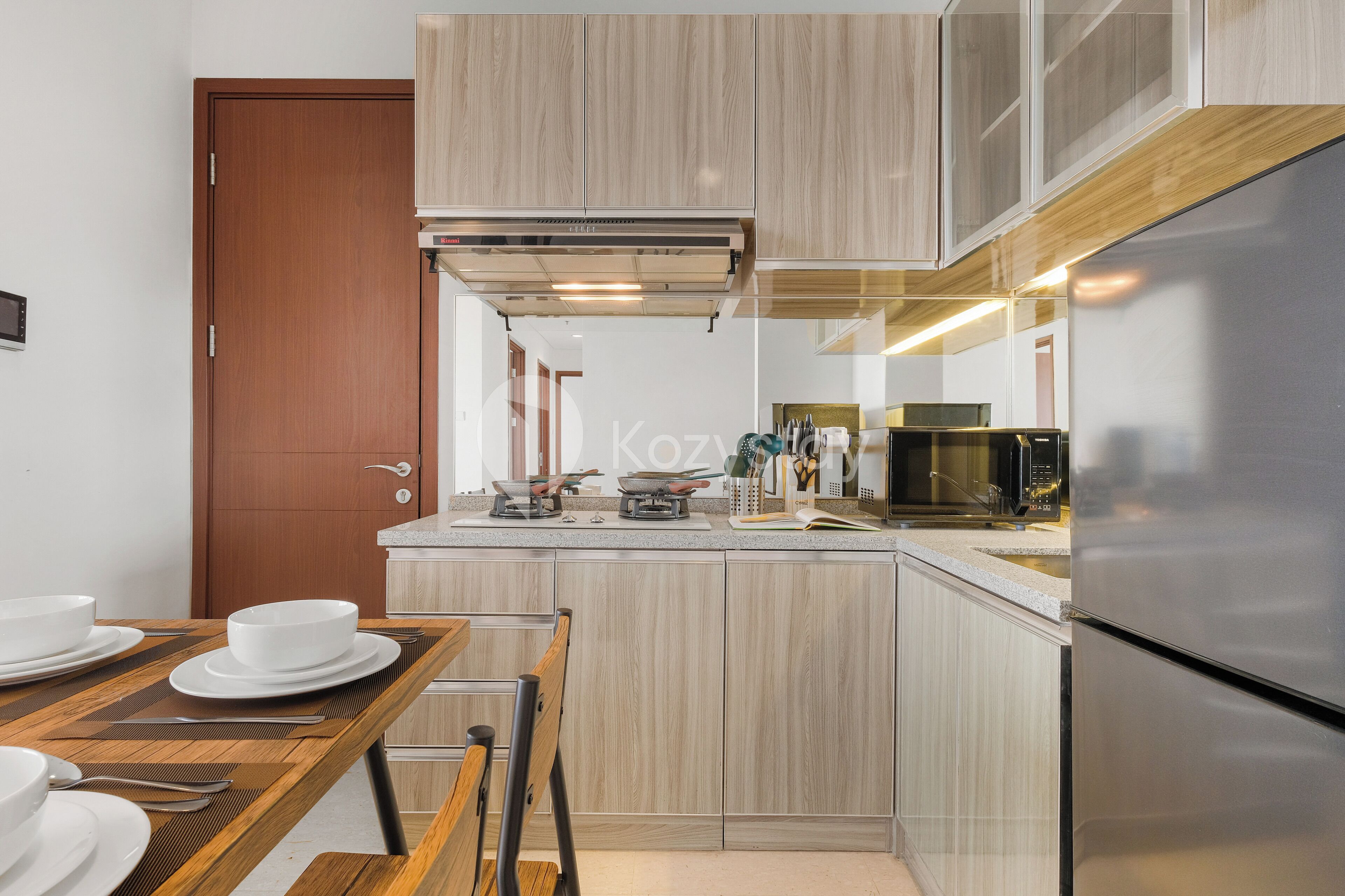 Apartment, 3 Bedrooms, City View | Private kitchen | Full-size fridge, microwave, stovetop, cookware/dishes/utensils