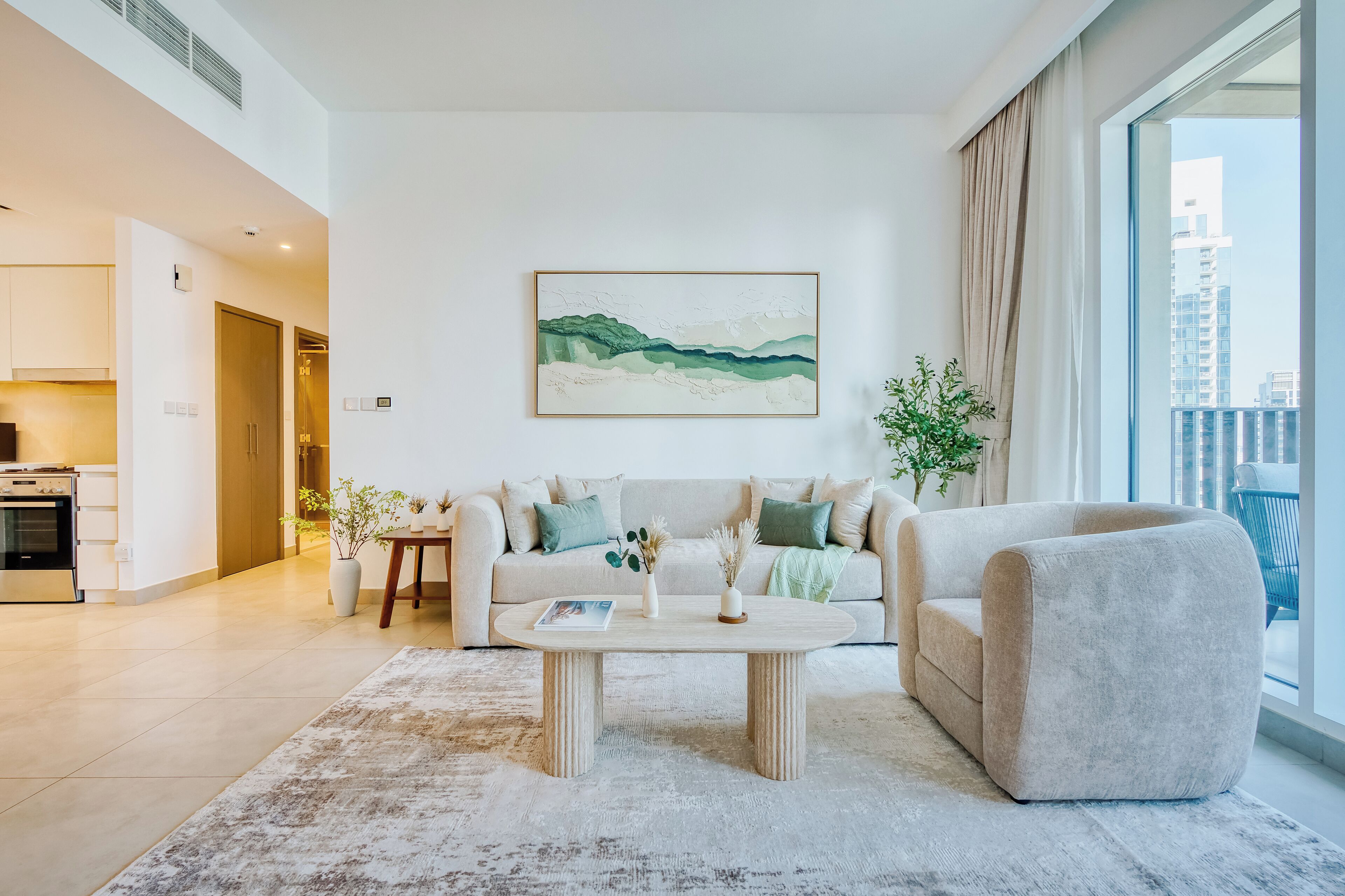 Lägenhet Premium - 2 sovrum - utsikt mot hamnen | Vardagsrum