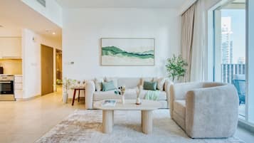 Lägenhet Premium - 2 sovrum - utsikt mot hamnen | Vardagsrum