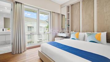 Apartment, 2 Bedrooms, City View | Desk, laptop workspace, iron/ironing board, free WiFi
