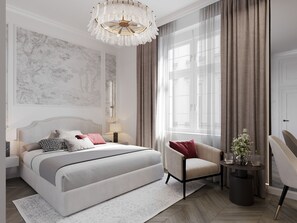 Kamar Double, pemandangan kota | Meja kerja, ruang kerja ramah laptop, dan Wi-Fi gratis