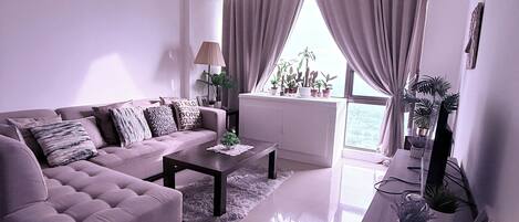 公寓客房, 1 間臥室, 私人泳池, 花園景 | 客廳