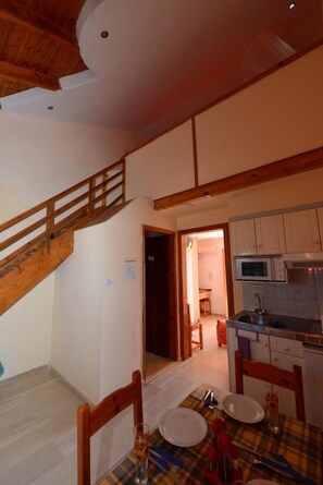 Fridge, microwave, stovetop, electric kettle - Two Bedroom 1 Apartment with Mountain View, Wi-Fi, and Air Conditioning (Roda)