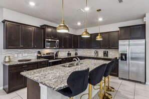 Fridge, microwave, oven, stovetop - NEW! Epic Windsor Island Retreat Private Pool, Game Loft, & Resort Amenities (Davenport)