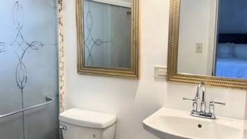 Douche, séchoir à cheveux, bidet, serviettes fournies