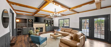 TV, fireplace, table tennis