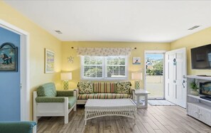 Smart TV, chimenea, reproductor de DVD, libros