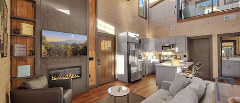 TV, fireplace, video games, offices