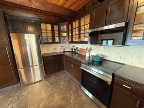 Private kitchen - Serene 4-bedroom chalet in charming Catskills awaits you- amazing Mountain Views (Bovina Center)