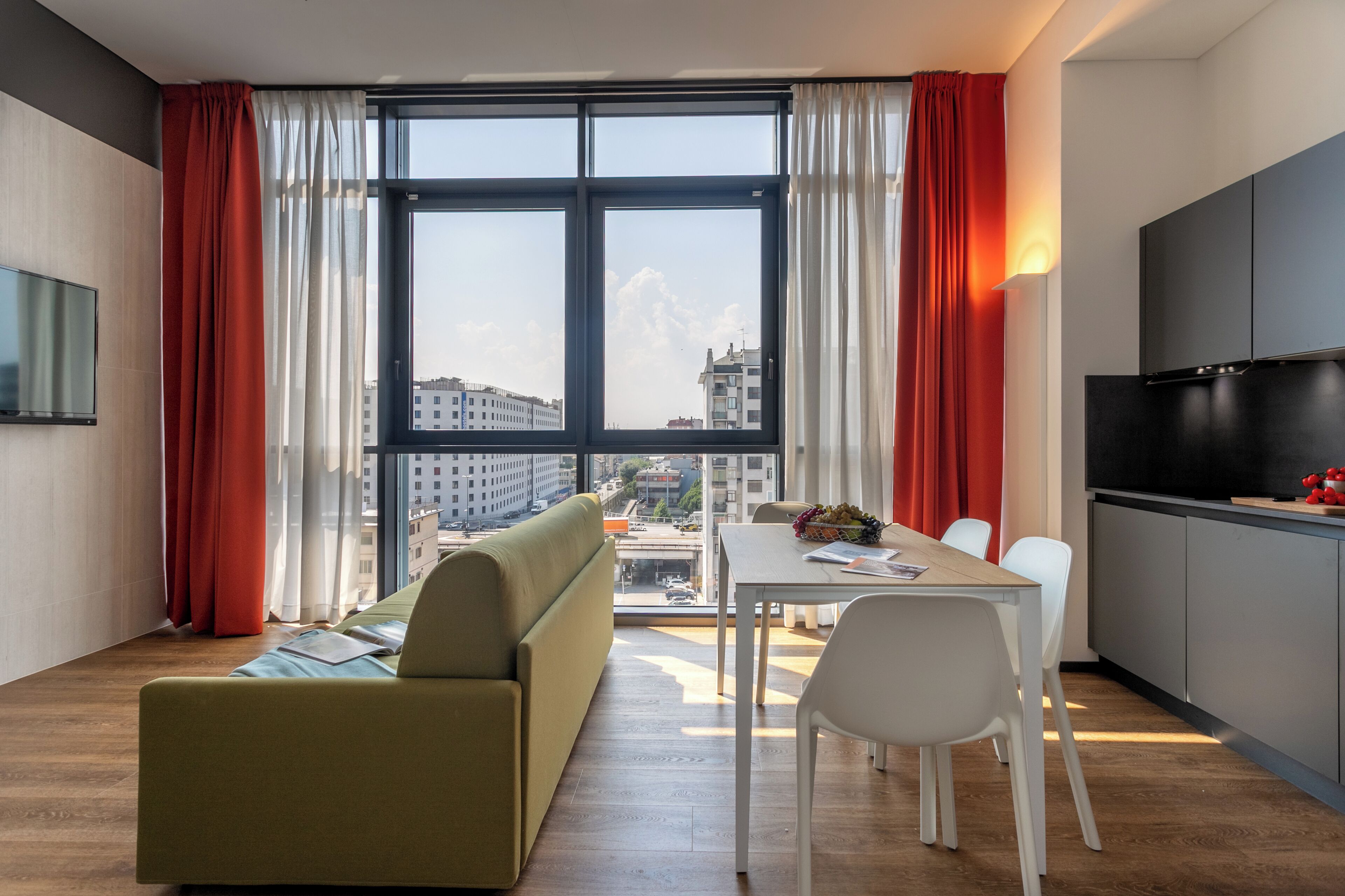 Deluxe appartement, uitzicht op stad | Woonruimte