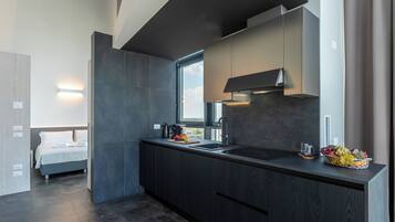 Deluxe Apartment, City View | Private kitchen