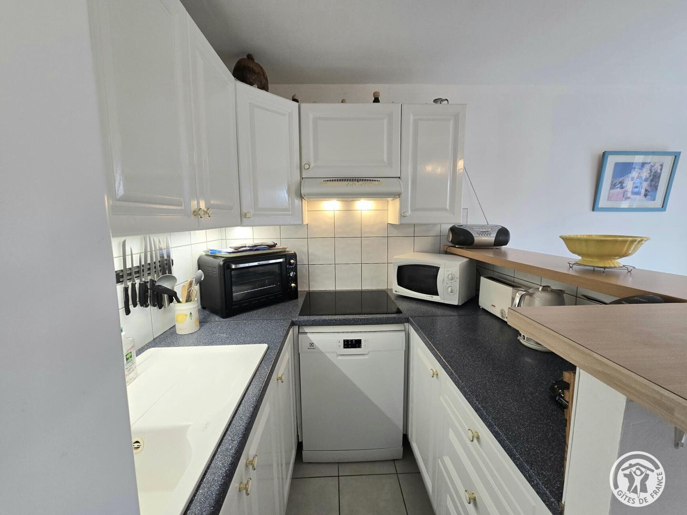 Fridge, microwave, dishwasher, coffee/tea maker