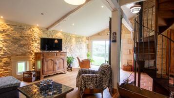 TV, fireplace, ping pong