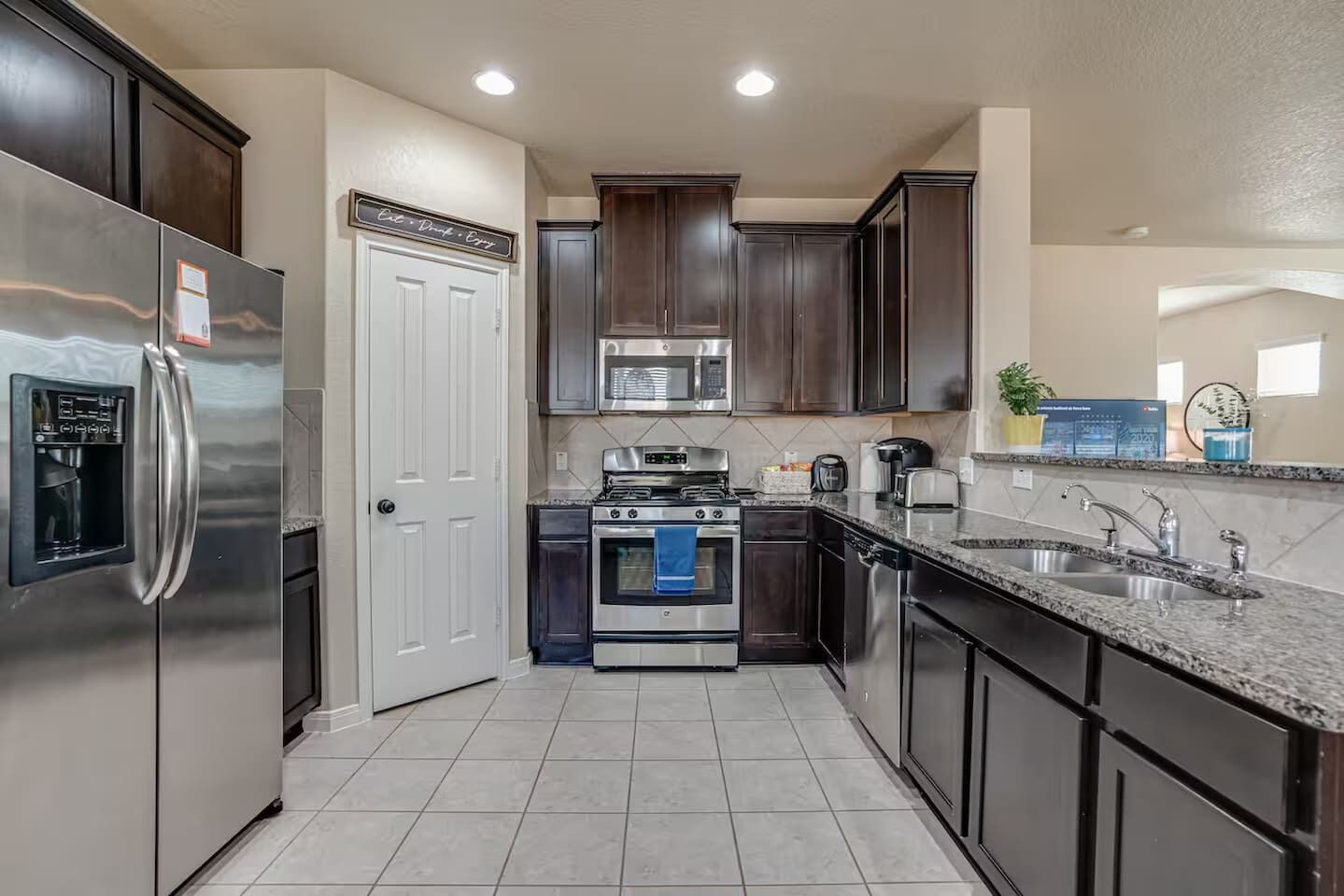 Fridge, microwave, dishwasher, coffee/tea maker