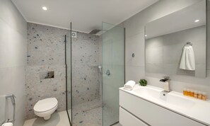 Regadera, amenidades de baño ecológicas, secadora de cabello, toallas 
