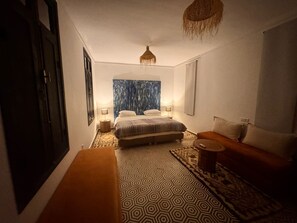 Family Double Room, 1 King Bed, Patio, Pool View | Premium bedding - ecolodge dar bouhouta (Tahannout)