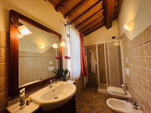 Dusche, Haartrockner, Handtücher