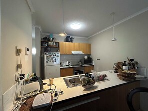 Fridge, microwave, oven, dishwasher
