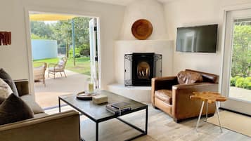 Televisión, chimenea y tenis de mesa