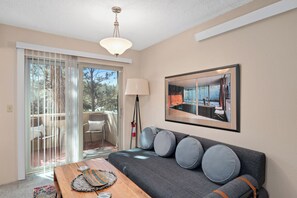 TV, fireplace - Walk to Midtown Ruidoso! Cozy ‘Eagle’s Nest’ Condo (Ruidoso)