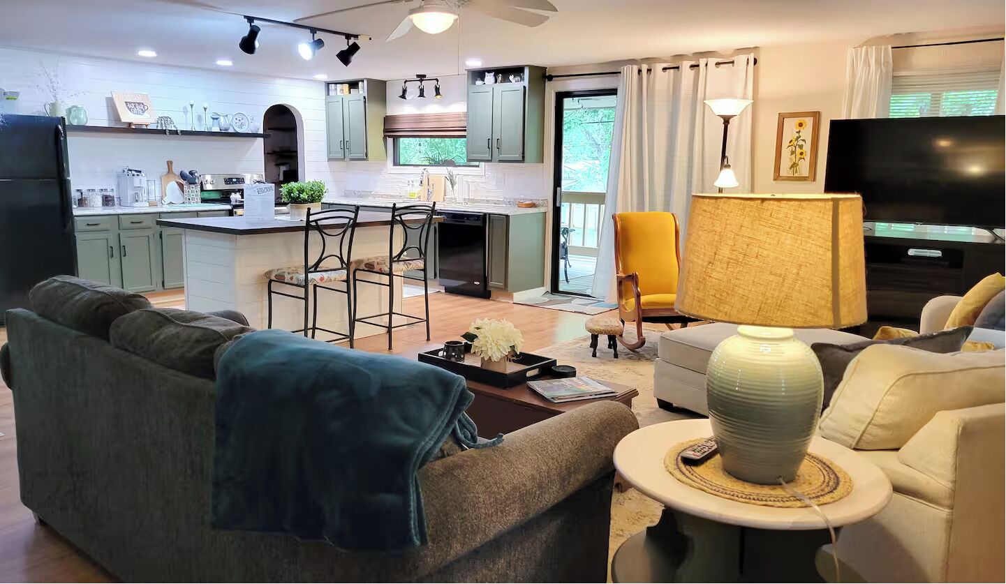 Smart TV, lareira, livros