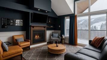 Télévision, cheminée, chaßne hi-fi