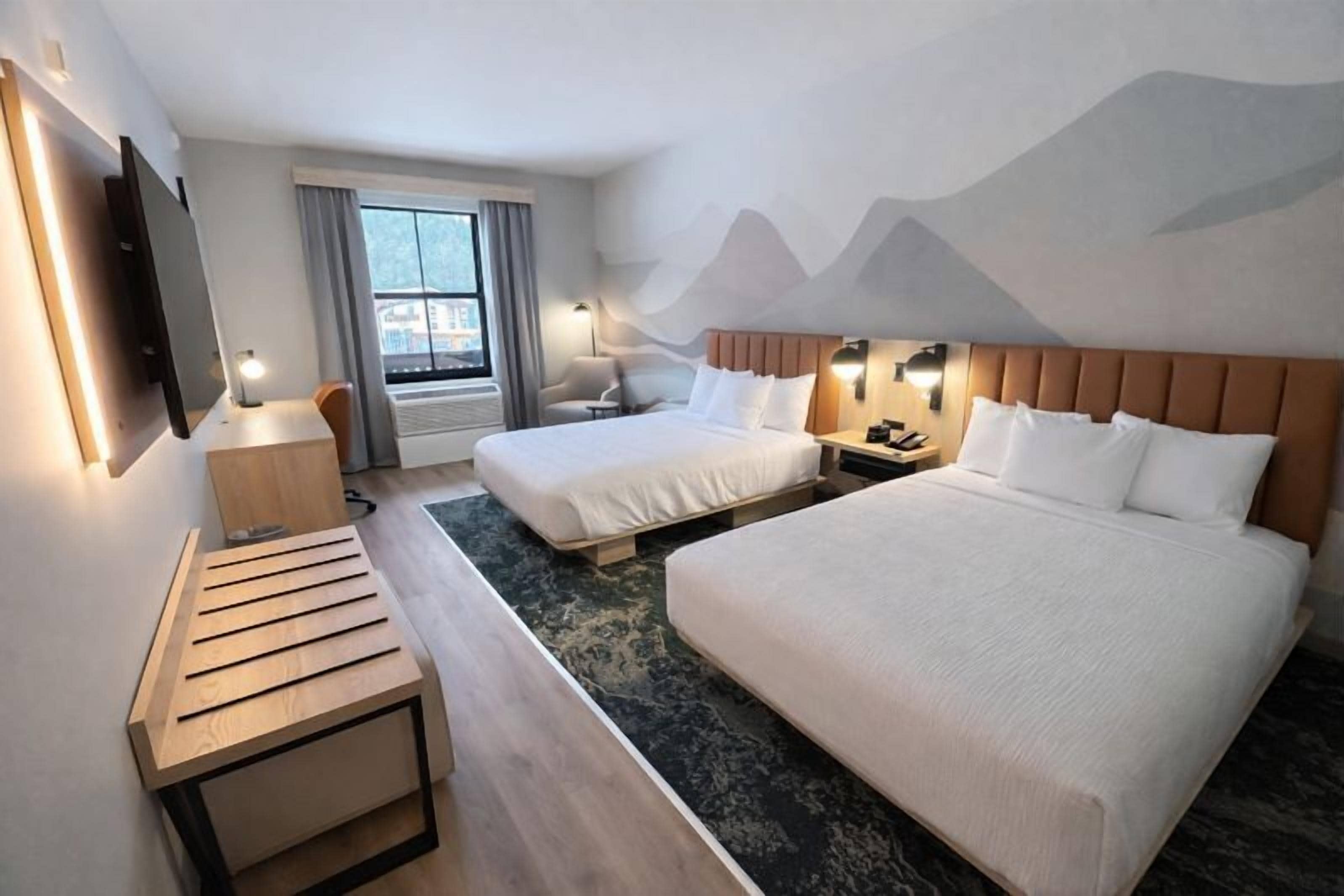 Room, 2 Queen Beds, Mobility Accessible, Non Smoking (Mobility, Bathtub W/grab Bars) | Iron/ironing board, free WiFi, bed sheets