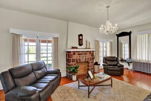 Fireplace - Classic Country Retreat | Spacious Home on 1 Acre (Honey Brook)