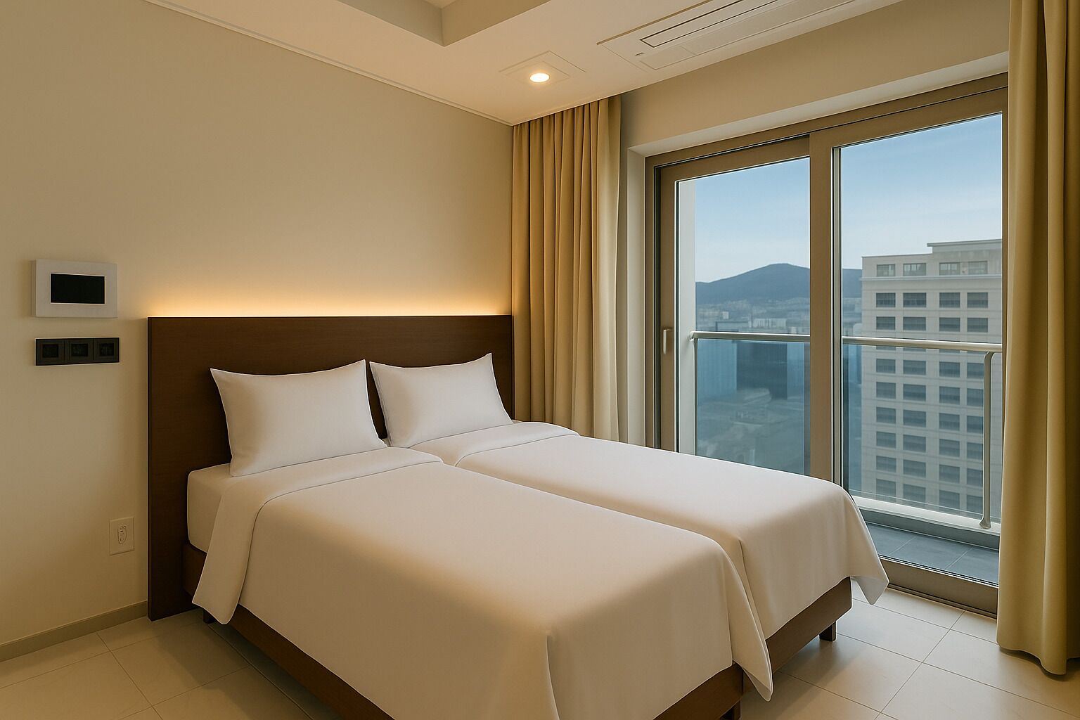 Habitación superior con 2 camas individuales, vista a la ciudad | Wifi gratis 